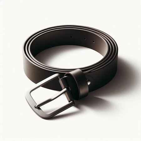 Black belt with metal buckle on a white background. 3d illustration