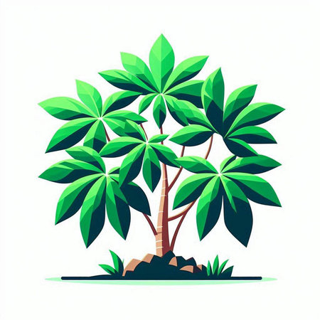 Palm tree with leaves isolated on white background. Vector illustration.のイラスト素材