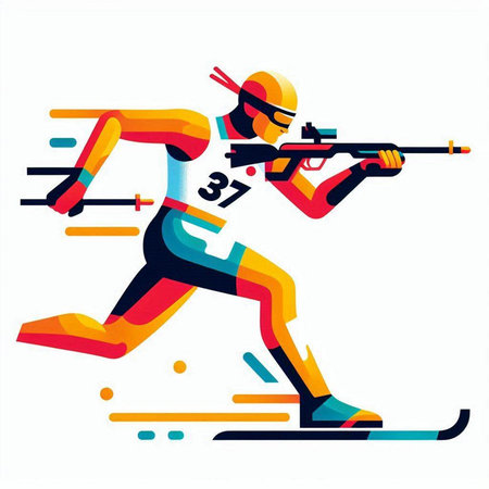 Snowboarder with a gun. The athlete is jumping. Vector illustration.のイラスト素材