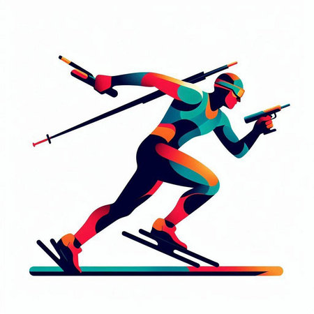 Cross-country skier vector illustration. Cross-country skiing.のイラスト素材