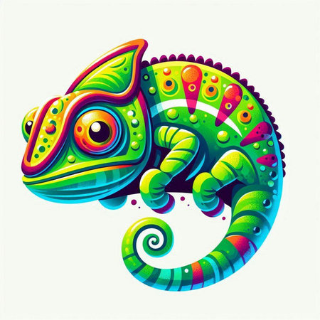 Colorful chameleon on a white background. Vector illustration.のイラスト素材