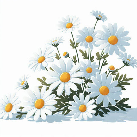 Beautiful daisies on a white background. Vector illustration.のイラスト素材