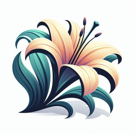 Beautiful lily flower on a white background. Vector illustration.のイラスト素材