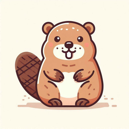 Cute beaver vector illustration. Cute cartoon beaver.のイラスト素材