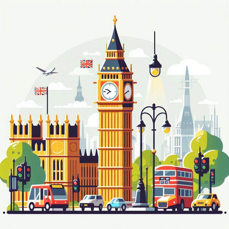 Big Ben, London, England, United Kingdom. Vector illustration.