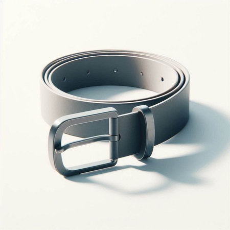 Men's leather belt on a white background. 3d rendering.