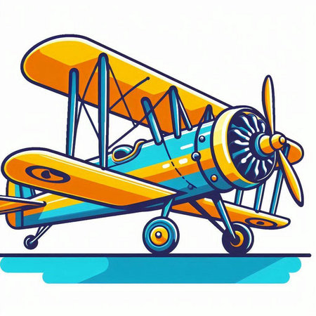 Vintage airplane isolated on white background. Vector illustration in retro style.