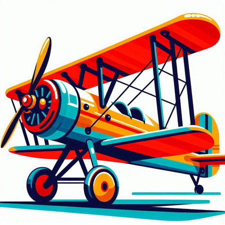 Retro biplane isolated on white background. Vector illustration EPS10のイラスト素材
