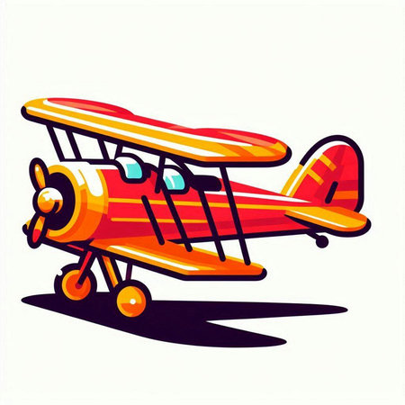 Retro airplane on a white background. Vector illustration in cartoon style.