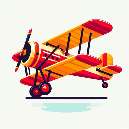 Retro airplane isolated on white background. Cartoon style vector illustration.のイラスト素材