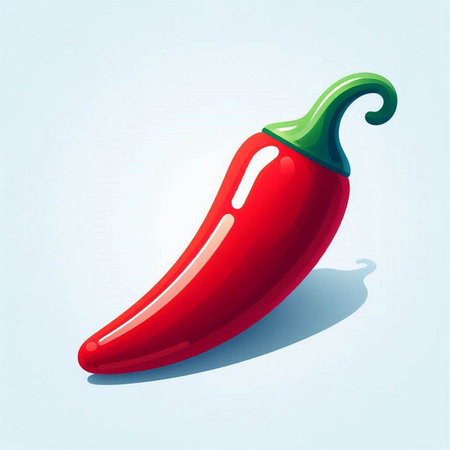 Illustration of a red hot chili pepper on a light blue backgroundのイラスト素材