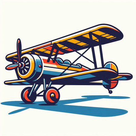 Retro biplane. Cartoon style. Vector illustration. EPS 10のイラスト素材