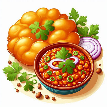 Illustration of a bowl of chili con carne on a white background