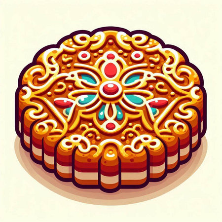 Illustration of a traditional indian biscuit with mandala patternのイラスト素材