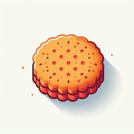 Illustration of a biscuit with shadow on a white background.のイラスト素材