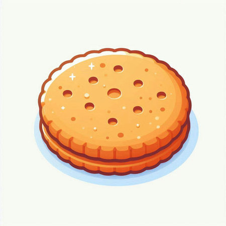 Illustration of a biscuit on a white background. Vector illustrationのイラスト素材