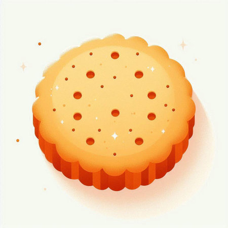 Illustration of a round biscuit with holes on a white backgroundのイラスト素材