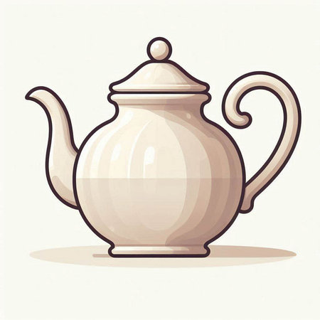Ceramic teapot isolated on white background. Vector illustration.のイラスト素材