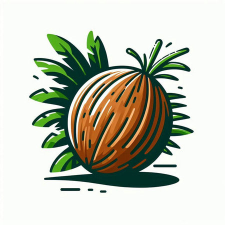 Illustration of coconut fruit on a white background. Vector illustration.