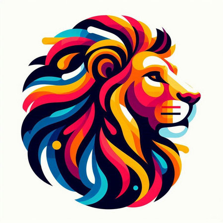 Lion head. Colorful vector illustration. Design element for t-shirt.