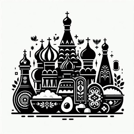 Vector illustration of St. Basil's Cathedral in Moscow, Russia.のイラスト素材