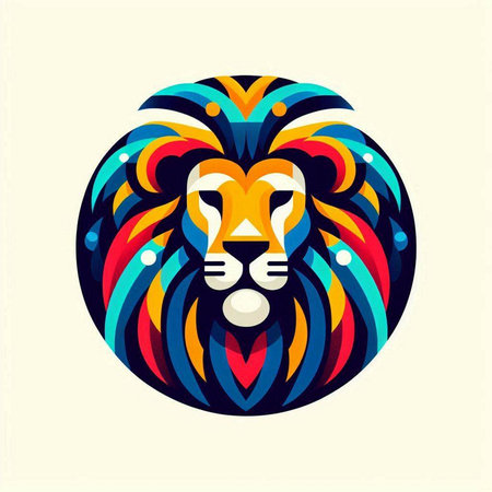 Lion head with colorful pattern. Vector illustration for your design.のイラスト素材