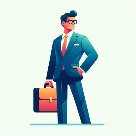 Businessman with briefcase. Vector illustration in a flat style.のイラスト素材