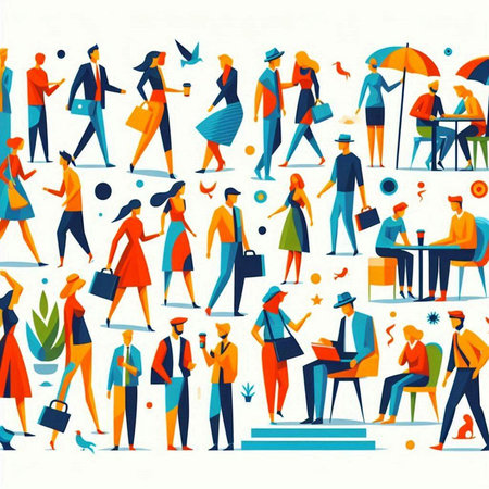 People in the city. People walking in the city. Vector illustrationのイラスト素材