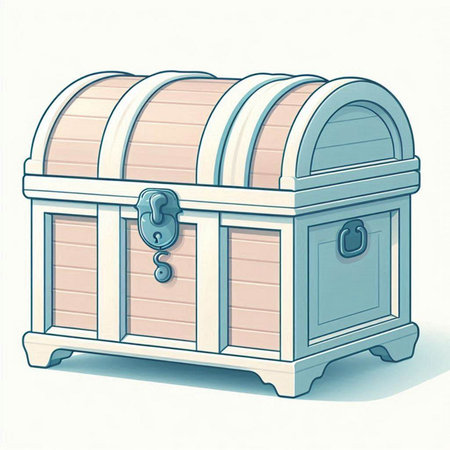 Illustration of a chest with a lock on a white background.のイラスト素材