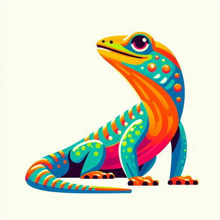 Cute colorful lizard isolated on a white background. Vector illustration.