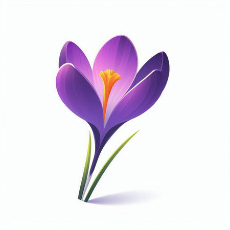 Purple crocus flower isolated on white background. Vector illustration.のイラスト素材