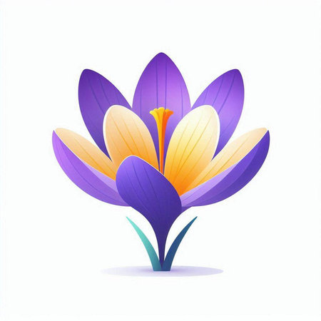 vector illustration of crocus flower isolated on white background. spring symbol
