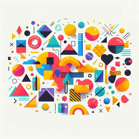 Colorful geometric shapes in the form of a circle. Vector illustration.