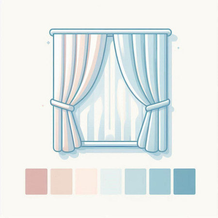 Curtains. Interior design. Window decoration. Vector illustration.のイラスト素材