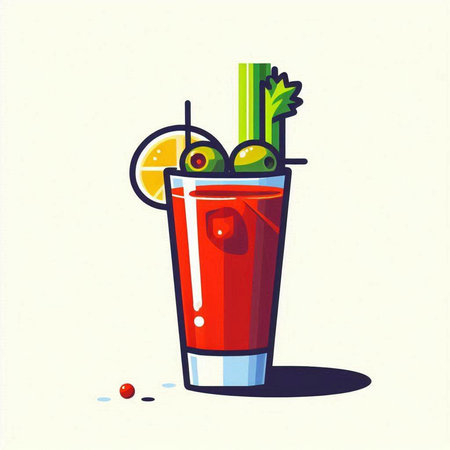 Cocktail with a slice of lime and a straw. Vector illustration.のイラスト素材