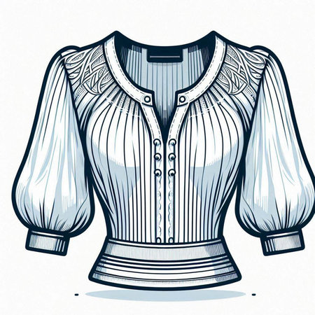 Women's blouse on a white background. Vector illustration in sketch style.のイラスト素材