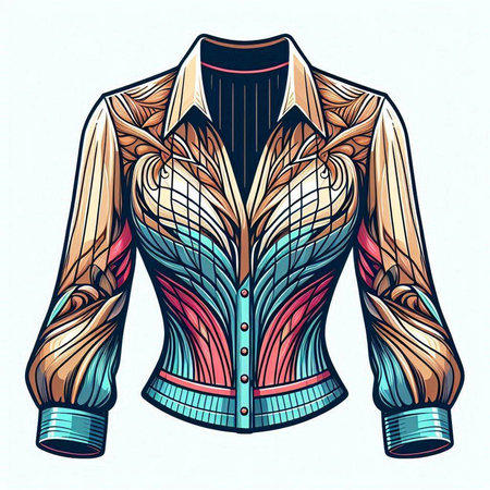 Women's blouse. Hand drawn vector illustration in retro style.のイラスト素材