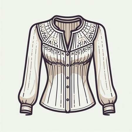 Illustration of a blouse with a pattern on a white backgroundのイラスト素材