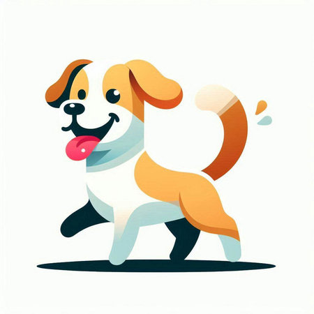 Vector illustration of a cute dog with a red heart in his mouthのイラスト素材