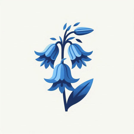Bluebell flower isolated on white background. Hand drawn vector illustration.のイラスト素材