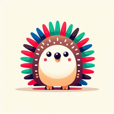 Cute cartoon colorful hedgehog isolated on white background. Vector illustration.のイラスト素材