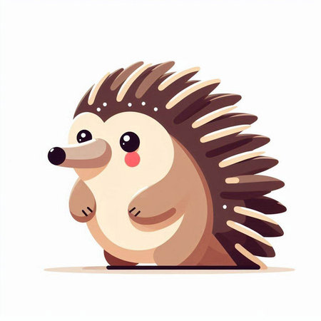 Cute cartoon hedgehog isolated on white background. Vector illustration.のイラスト素材