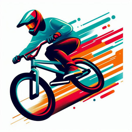 Cyclist on a BMX bike, abstract vector illustration.のイラスト素材