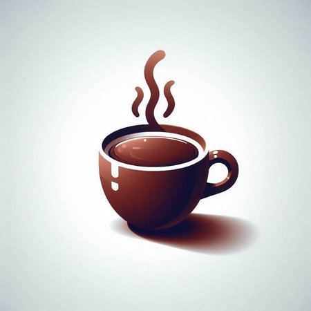 Coffee cup with shadow on white background, vector illustration.のイラスト素材