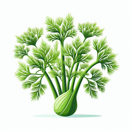Fresh green dill isolated on a white background. Vector illustration.のイラスト素材