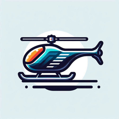 Helicopter vector icon, isolated on blue background. Vector illustration.のイラスト素材