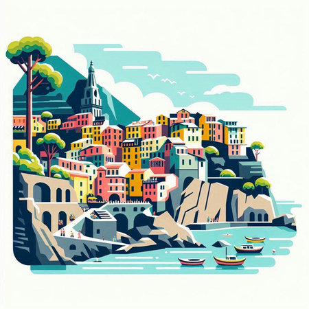 Cityscape of Rovinj, Croatia. Vector illustration.のイラスト素材