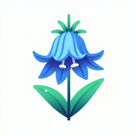 Blue flower isolated on white background. Vector illustration in cartoon style.のイラスト素材