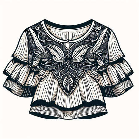 Tribal style blouse. Hand drawn vector illustration for your designのイラスト素材