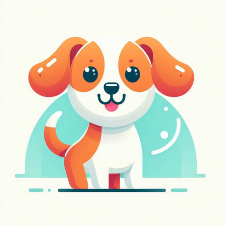 Cute cartoon dog. Vector illustration in a flat style on white background.のイラスト素材